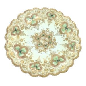 Antique Vintage BEAUTIFUL HAND PAINTED GOLD FLUTED PLATE~10.2”~UNMARKED